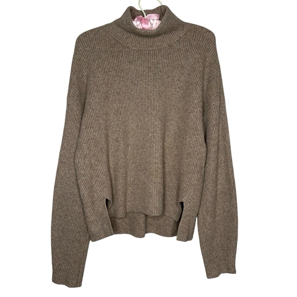 Abercrombie & Fitch Sweater Womens Medium Beige Wool Mock Neck Pullover Boxy Cut
